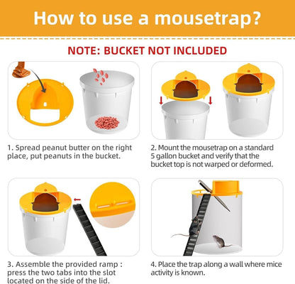 Slide Bucket Lid Mouse Rat Trap with Ramp
